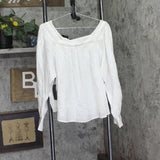 Black Tape Womens Woven Embroidered Peasant Top 1923015 M Cream Off White XL