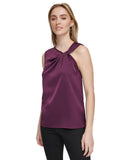 Calvin Klein Women's Twisted-Neck Sleeveless Top M3GA1612 Aubergine Purple L