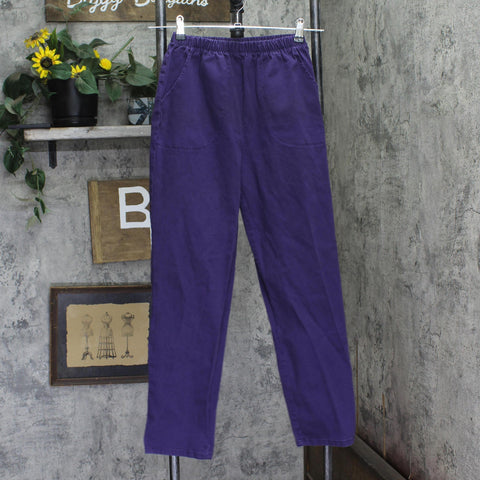 Denim & Co. Waist Stretch Regular Side Pocket Pants Deep Grape Purple XS
