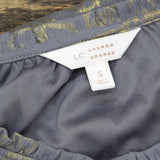 LC Lauren Conrad Womens Lurex Woven Sleeve Blouse Shirt Top Gray / Gold S