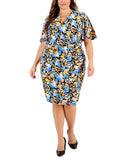 Kasper Womens Plus Size Floral Flutter-Sleeve Sheath Dress 10870535