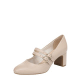 Lifestride Mary Jane Block Heel Pumps with Double Straps Tender Taupe Brown 5M