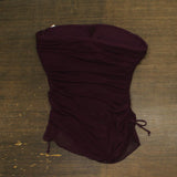 Becca Womens Muse Mixed-Media Bandeau Tankini Swim Top 733557 Aubergine Purple L