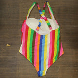 Private Label Womens Plus Size One Piece Swim Suit Rainbow Multicolor 16W