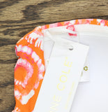 Anne Cole Tie Dye Foulard Twist Bandeau Bikini Swim Top Pink / Orange Multi S