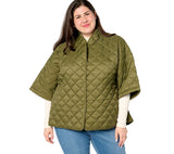 Joan Rivers Quilted 3/4 Sleeve Button Back Detailed Jacket Dark Olive Green XL