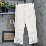 DG2 Womens Front Slit Bootcut Jeans 654743 Eggshell Off White 12