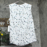 Calvin Klein Pleat Neck Sleeveless Blouse S54T880H White Multi S