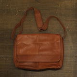 Kenneth Cole Reaction Leather Messenger Bag for Laptop/Tablet Cognac Brown