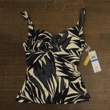 Anne Cole Chic Draped Front Underwire Swim Tankini Top Black / White 32DD / 34D