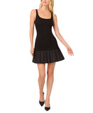 Adrianna Papell Womens Ponte Taffeta Drop Waist Flounce Dress Black 10