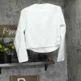 Aqua Womens 5-Button Crop Tweed Jacket OI5757BL White S