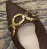 A New Day Tabitha Chain Slingback Memory Foam Insole Kitten Heels Brown 7M