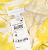 Charter Club Knit Long Sleeve Floral-Print Tie-Hem Shirt Top Primrose Yellow XL