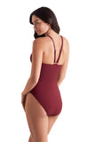 Mimi Flamingo Womens Soleil Solids Ivey One Piece Swimsuit Henna Red 16