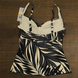 Anne Cole Draped Front Underwire Swim Top Tankini Black / White Multi 38C / 40B