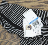 Polly & Esther Striped Scoop-Neck Skimmer Knit T-Shirt Tee Black / White XL