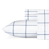 Nautica Cotton Percale 4-Piece Windowpane Sheet Set Plot Blue / White Full