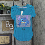 Disney Juniors Stitch Graphic Tunic T-Shirt Tee Blue S