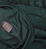 Trixxi Tie Waist Ruffled Jacquard Fit Flare Sheer Sleeved Dress Hunter Green L