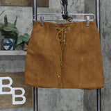 Raga Womens Faux Suede Short Mini Skirt Brown Rivka L