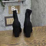 On 34th Zipper Micro Suede Mid-Calf Block Heel Boots 10019653600 Black 6M