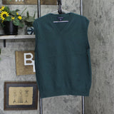 Lands' End Mens V-Neck Cashmere Sweater Vest 1670419407d2c4 Green L
