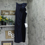 Betsy & Adam Womens Ruffled Halter Velvet-Trim Sheath Dress A26692 Navy Blue 14