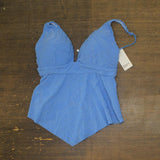 Bar III Womens Hankey Textured Tankini Swim Top MBHW24434 Cobalt Blue L