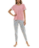 Roudelain Womens Double Sleeve Pajama Shirt Top EJJE340M Bridal Rose Pink M