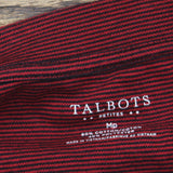 Talbots Womens Striped Round Neck Knit Shirt Long Sleeve Red Stripe PM