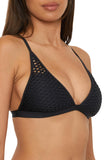 Becca Womens Castaway Fishnet Bikini Swim Top 893157 Black D