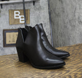 Sun + Stone Womens Black V-Notched Sides Elizaa Pointed Toe Booties Black 8M