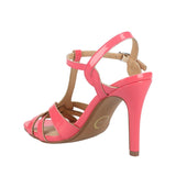 Journee Collection Woven T-Strap Womens Dress Sandals Patent / Coral Pink 9M