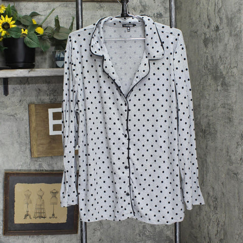 Tart Womens Plus Size Polka Dot Pajama Shirt Top 166ffe31169cc4 Gray / Black 2X
