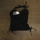 Salt + Cove Ribbed Shirred Halter Tankini Top Raised Rib Swim Black Small