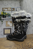 Muk Luks Womens Cow Suede Faux Fur Calf Winter Boots Lace Up #4464 Black 6M
