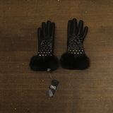 INC International Concepts Womens Studded Faux Fur Cuff Gloves IN2542504 Black M