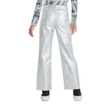 Art Class Girls High-Rise Baggy Metallic Wide Leg Denim Pants Silver Gray 16