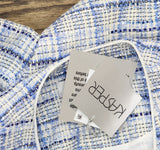 Kasper Tweed 3/4-Sleeve Open-Front Blazer Jacket California Sky Blue Multi 8