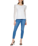 Calvin Klein Womens Long Sleeve Burnout Check Puff Shoulder Top M2AHC802