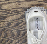 Steve Madden Womens Campo Sneaker Lace Up Low Top CAMP08S1 White / Grey 7M