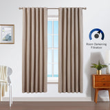 Nautica Robin Thermal Woven Window Curtain Panel Pair Natural Brown 52x63