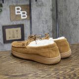 Dluxe By Dearfoams Mens Shearling Side Stitch Moc Slippers 91315901 Brown 8