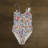 Andie The Amalfi One Piece Scoop Neck Swimsuit Botanical Floral White Multi XS