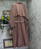 A New Day Faux Suede Notched Collar Button Front Waist Tie Trench Coat Brown 1X