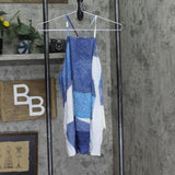 Calvin Klein Jeans Womens Printed Halter Top Blue Multi L