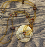 Y2K Beaded Donut Pendant Choker Necklace Yellow / Brown Multi 13" + 4"