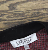 Kasper Womens Open Front Long Knit Duster Cardigan Sweater Black / Red XL