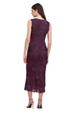 JS Collections Tea Length Fit Flare Sleeveless Bateau Neck Dress Purple 12